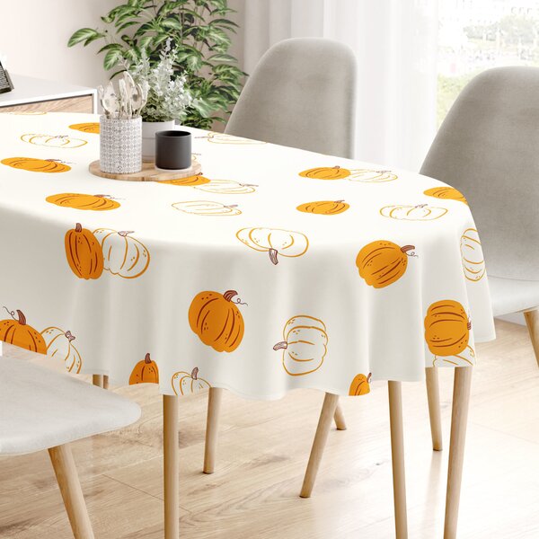Goldea oválný ubrus 100% bavlněné plátno - podzimní dýně 140 x 200 cm