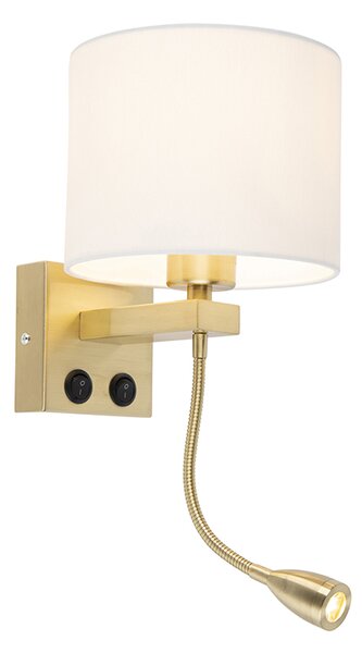 Chytrá nástěnná lampa zlatá s bílým stínítkem vč. Wifi A60 - Brescia