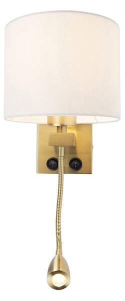 Chytrá nástěnná lampa zlatá s bílým stínítkem vč. Wifi A60 - Brescia