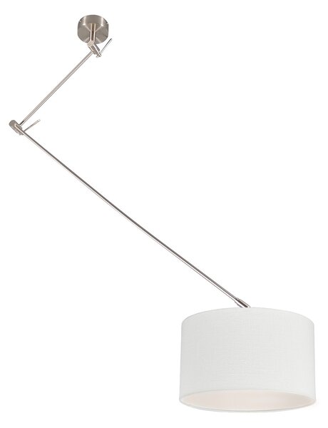 Chytré závěsné svítidlo ocel s stínítkem bílým 35 cm vč. Wifi A60 - Blitz