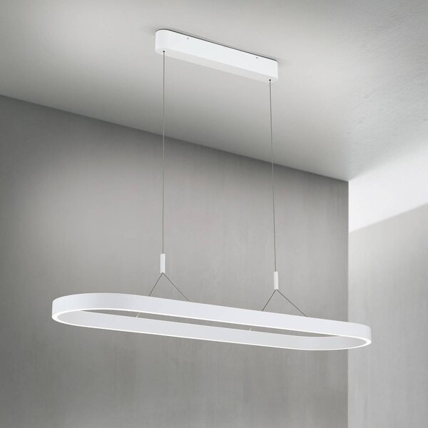 ORION Závěsné svítidlo Carrara LED, bílé, výškově nastavitelné,, stmívatelný, Bílá / opál, Obývací pokoj / jídelna, Hliník, Moderní