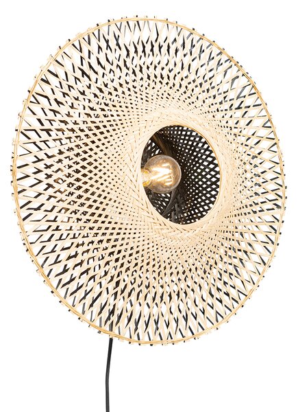 Chytrá nástěnná lampa bambus 50 cm se zástrčkou vč. Wifi A60 - Rina