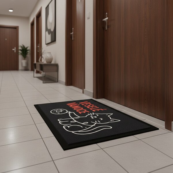 Mercury Flooring, Rohožka Veselé Vánoce s kočkou 40x60 cm, 40x60, černá