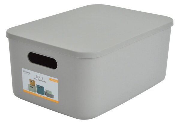 Šedý plastový úložný box s víkem 35,5x25,5x16 cm – Homéa
