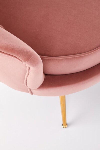 Designové křeslo AMORINITO — kov, látka, zlatá / růžová