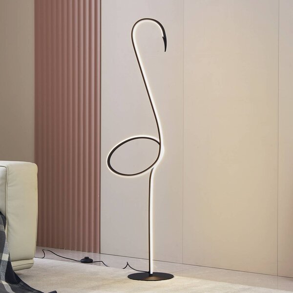 Lindby Stojací lampa LED Pajaro, 130 cm, černá, stmívatelná, stmívatelný, Černá, Obývací pokoj / jídelna, kov, Moderní
