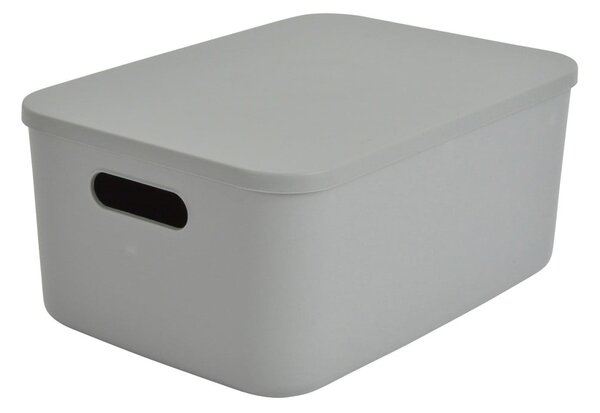 Šedý plastový úložný box s víkem 35,5x25,5x16 cm – Homéa