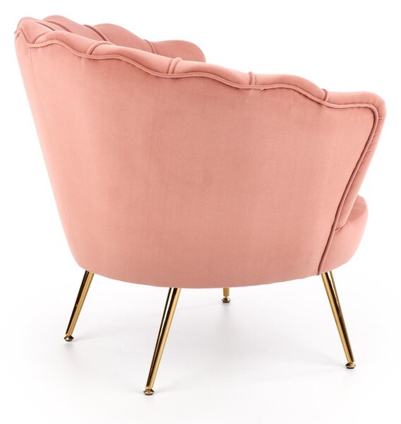 Designové křeslo AMORINITO — kov, látka, zlatá / růžová