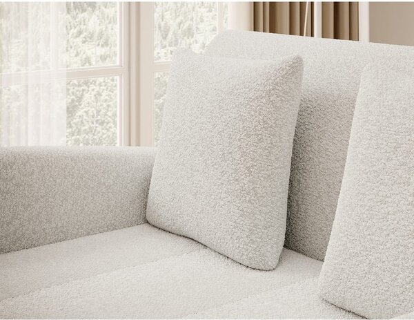 Bílá rozkládací/s úložným prostorem pohovka z textilie bouclé 130 cm Ario – ELTAP