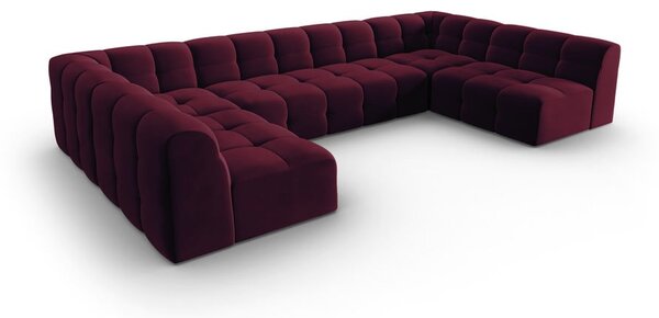 Vínová sametová rohová pohovka (do "U") Kendal – Micadoni Home