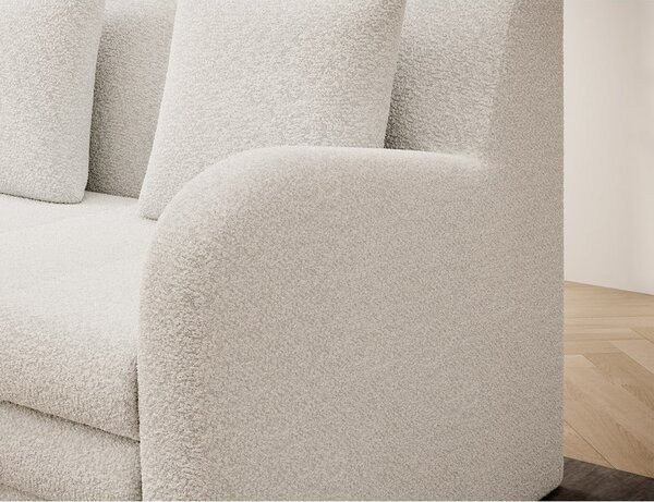 Bílá rozkládací/s úložným prostorem pohovka z textilie bouclé 130 cm Ario – ELTAP