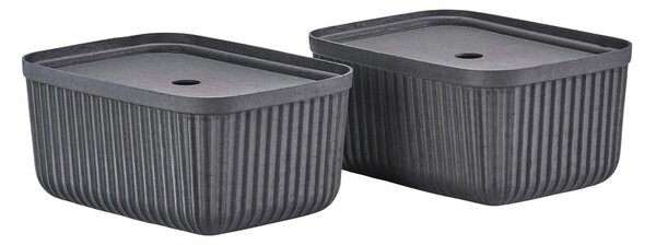 Černé úložné boxy v sadě 2 ks s víkem 32x23x20,5 cm Pulp – Zone