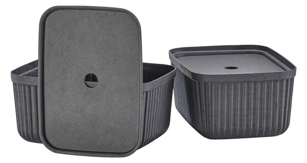 Černé úložné boxy v sadě 2 ks s víkem 32x23x20,5 cm Pulp – Zone