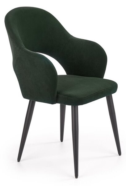 Jídelní židle K364 samet / černá Halmar Tmavě zelená