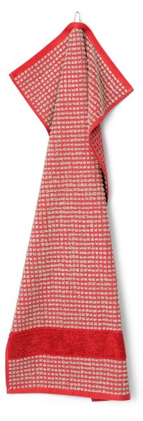 Červený froté ručník z Bio bavlny 50x100 cm Check – JUNA