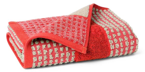 Červený froté ručník z Bio bavlny 50x100 cm Check – JUNA