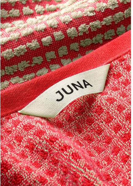 Červený froté ručník z Bio bavlny 50x100 cm Check – JUNA
