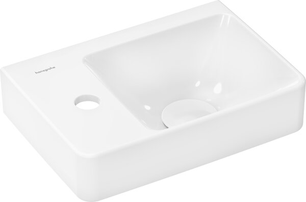 Hansgrohe Xelu Q Umývátko s poličkou vlevo 360/250 s otvorem pro baterii bez přepadu, SmartClean, bílá 61085450