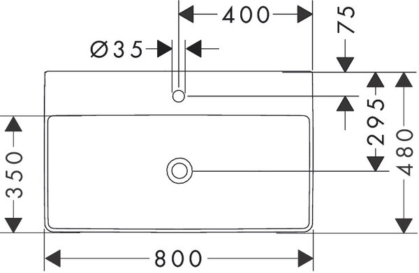 Hansgrohe Xelu Q umyvadlo 800/480 s otvorem pro baterii bez přepadu, SmartClean, bílá 61020450