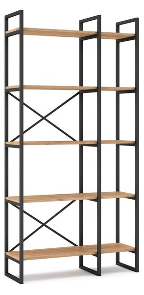 Černý/přírodní regál v dekoru dubu 87,5x175 cm Dusan – Marckeric