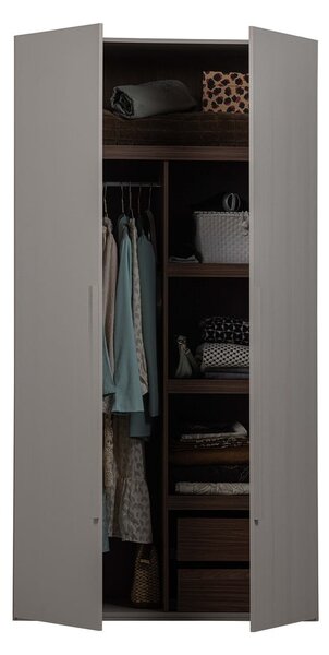 Šedá modulární skříň v dekoru ořechu 110x210x58 cm Rens – WOOOD