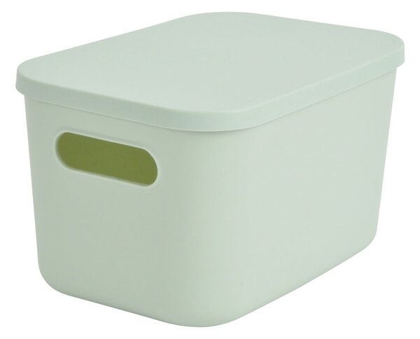 Světle zelený plastový úložný box s víkem 24,5x18x15 cm – Homéa