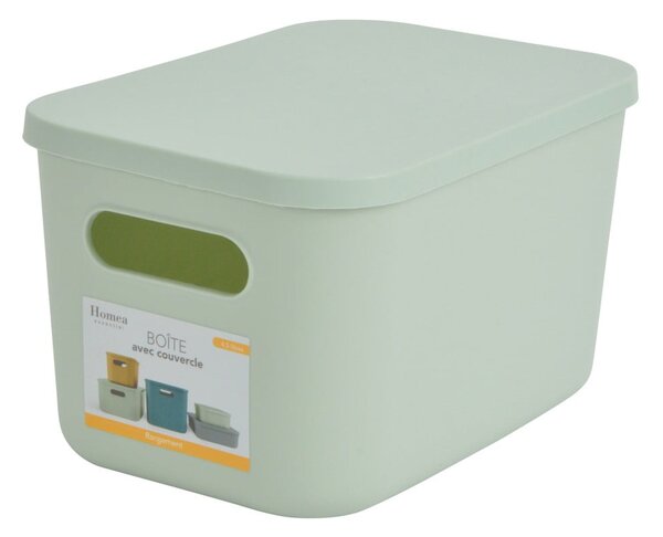 Světle zelený plastový úložný box s víkem 24,5x18x15 cm – Homéa