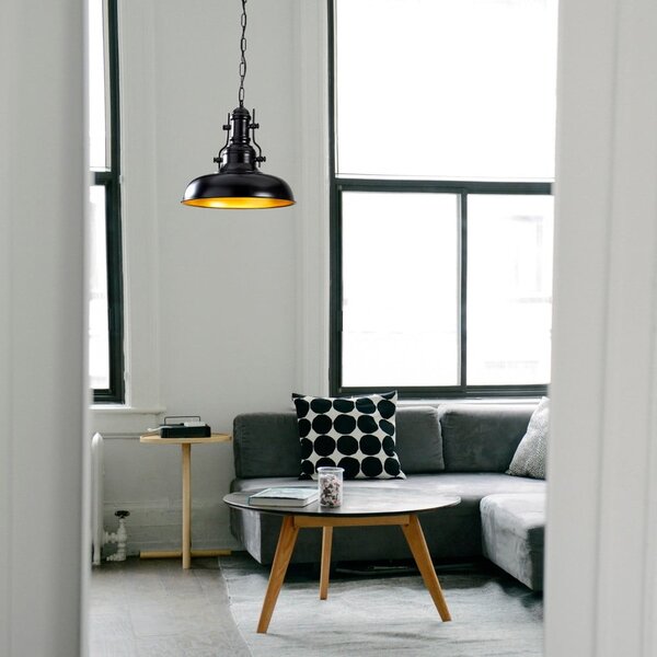 Černé závěsné svítidlo s kovovým stínidlem ø 32 cm Detroit – Opviq lights