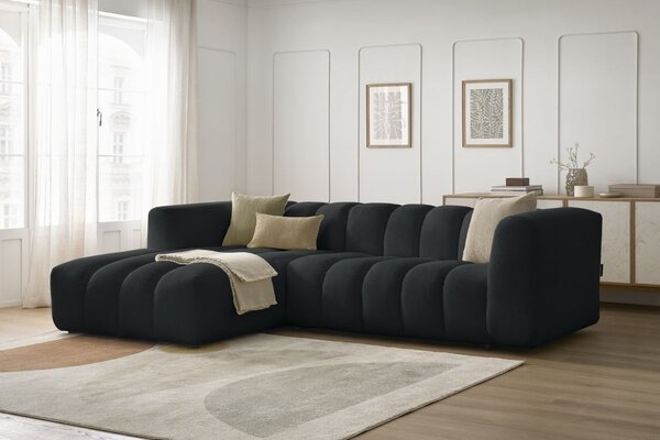 -25 % Dny MOMENTI– Bobochic Paris Černá rohová pohovka Talia 288 cm, levá