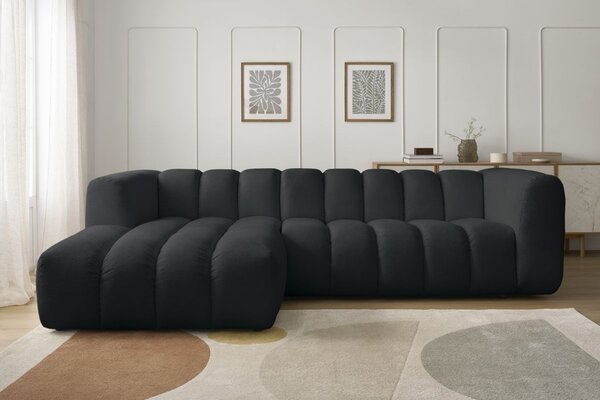 -25 % Dny MOMENTI– Bobochic Paris Černá rohová pohovka Talia 288 cm, levá
