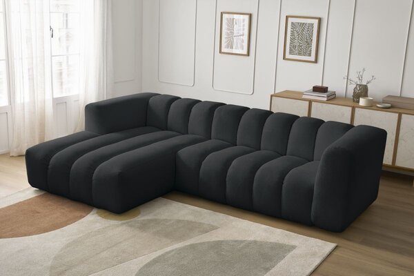 -25 % Dny MOMENTI– Bobochic Paris Černá rohová pohovka Talia 288 cm, levá