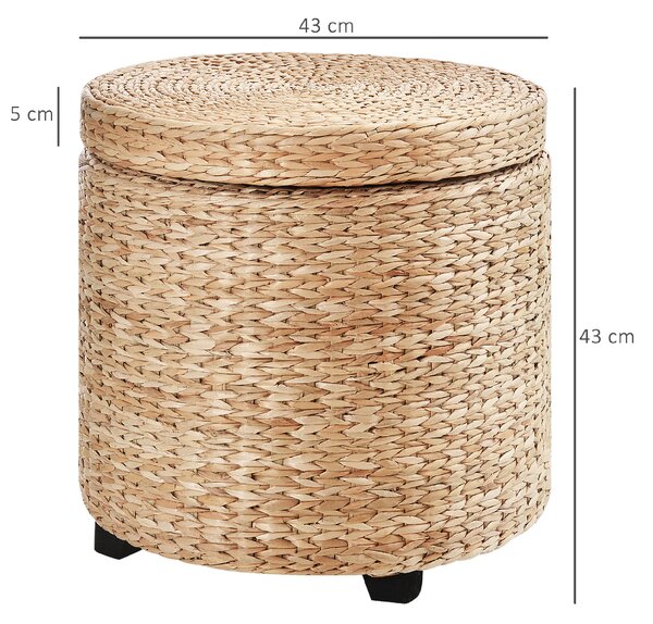 HOMCOM Taburet s úložným prostorem slaměný ratan 43x43cm