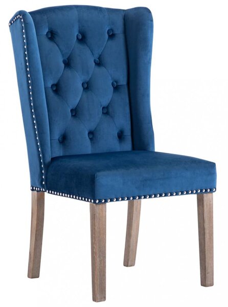 Jídelní židle samet / kaučukovník Dekorhome Modrá