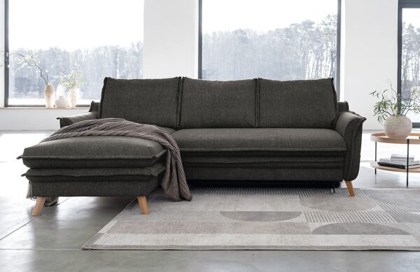 Tmavě šedá rozkládací rohová pohovka (levý roh) Charming Charlie – Miuform