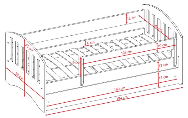 BabyBeds Dětská postel CLASSIC 1 s úložným prostorem Velikost postele: 160x80 cm, Barva postele: Modrá