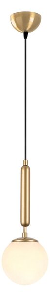 Bílé/v mosazné barvě závěsné svítidlo se skleněným stínidlem ø 15 cm King – Opviq lights