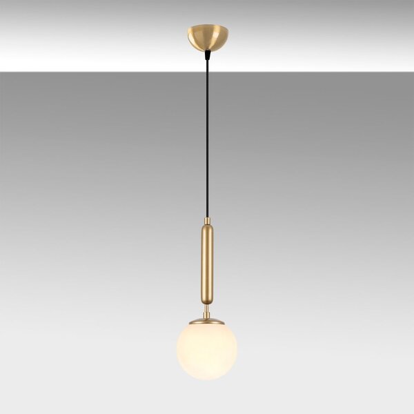 Bílé/v mosazné barvě závěsné svítidlo se skleněným stínidlem ø 15 cm King – Opviq lights