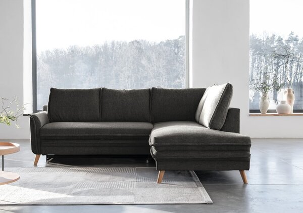 Tmavě šedá rozkládací rohová pohovka (pravý roh) Charming Charlie – Miuform