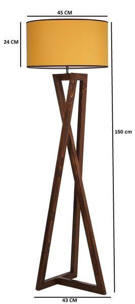Stojací lampa v hořčicové a hnědé barvě s textilním stínidlem (výška 149 cm) Maçka – Opviq lights