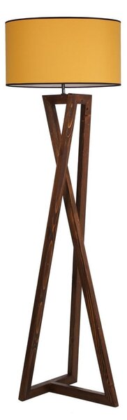 Stojací lampa v hořčicové a hnědé barvě s textilním stínidlem (výška 149 cm) Maçka – Opviq lights