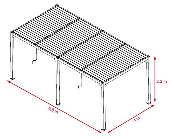 Hliníková bioklimatická pergola s lamelami 5.8 x 4 M