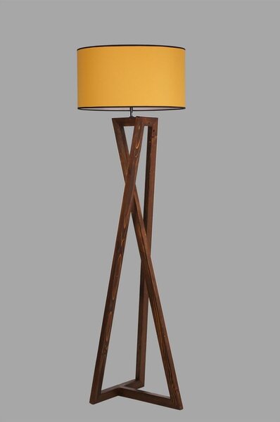 Stojací lampa v hořčicové a hnědé barvě s textilním stínidlem (výška 149 cm) Maçka – Opviq lights