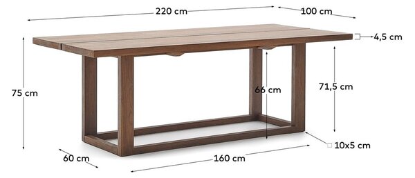 Jídelní stůl z teakového dřeva v přírodní barvě 100x220 cm Sashi – Kave Home