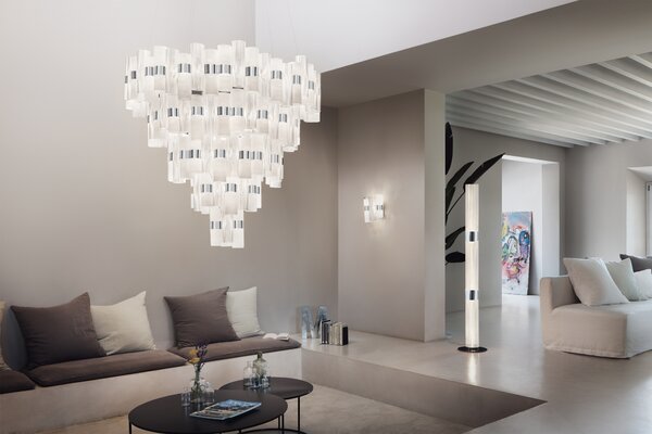 SLAMP LALFM00PRG00000NMTEU La Lollo Floor prisma/gold, designová stojací lampa se stmívačem, 3x12W LED E27, výška 163cm