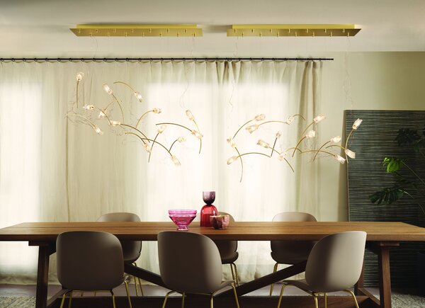 SLAMP TULSL00PRS03CLDLNCEU Tulip 14 linear, závěsné designové svítidlo, 14x3,2W LED 3000K stmívatelné, délka 110cm