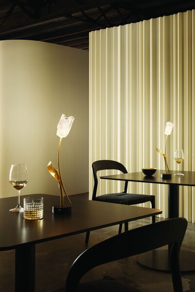 SLAMP TULT000PRS000BDBLBEU Tulip battery, stolní designová lampička na baterii s černým podstavcem, 1,3W LED 2700K, výška 38cm