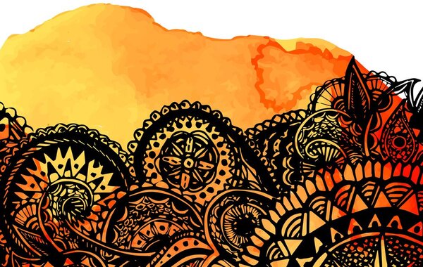 Obraz Mandala oranžový akvarel