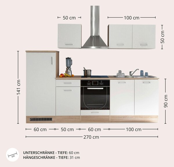 KUCHYŇSKÝ BLOK BEZ SPOTŘEBIČŮ 270 cm MID.YOU - Online Only kuchyňské linky, Online Only
