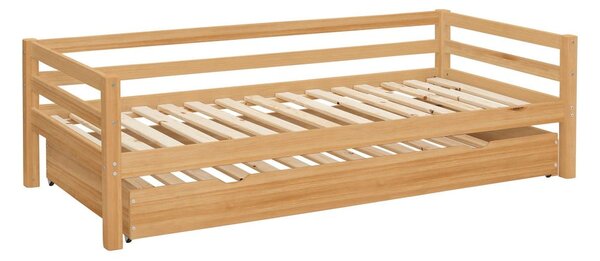 Dětská postel z borovicového dřeva s výsuvným lůžkem v přírodní barvě 90x200 cm Alpi – Støraa