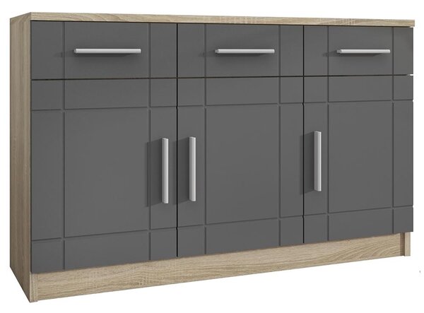 Obývací stěna PARIS + 2x komoda | 340 cm + 103,4 cm + 69 cm | sonoma/grafit